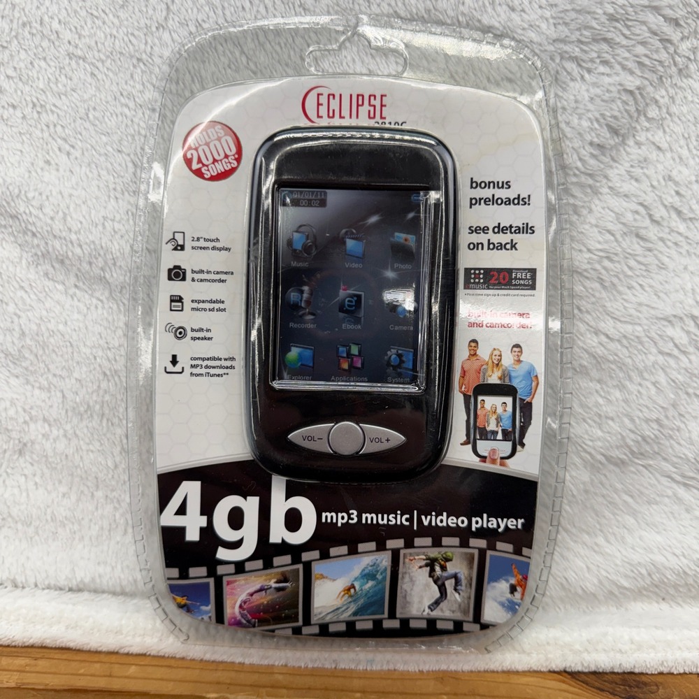 Eclipse MP3 Video Player  4GB Black T2810C Touchscreen Camera New